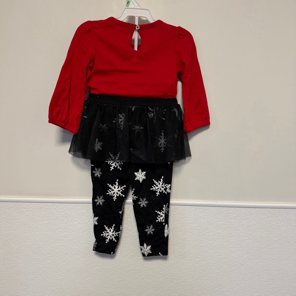 Carter's Girls Matching Set 18 M Red Black Snowflake Christmas Holiday New NWOT - Picture 9 of 13